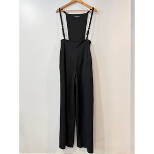 Vintage Guess Collection Wool Black Wide Leg Jumpsuit Overalls Size 6